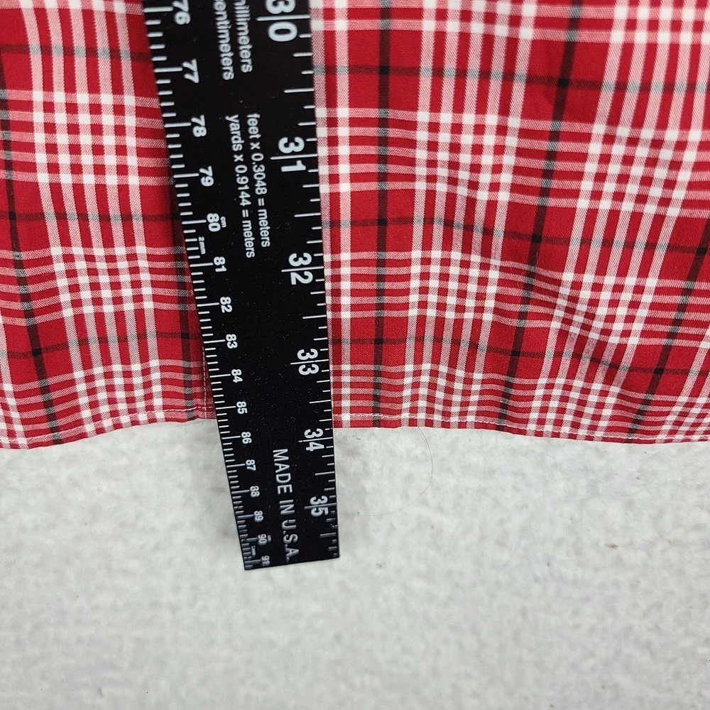 Banana Republic Dress Shirt Mens‎ XL Dark Red Plaid Non Iron Grant Fit Button Up